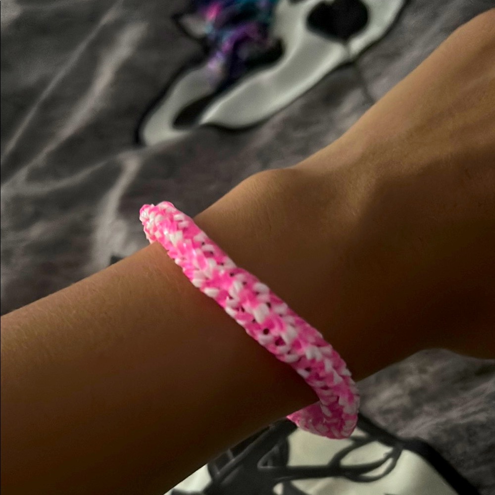 Pink and White Braided Bracelet